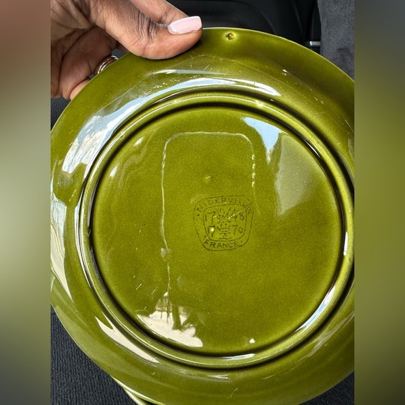 Niderviller Olive Green Ceramic Divided Plates - Picture 6 of 6